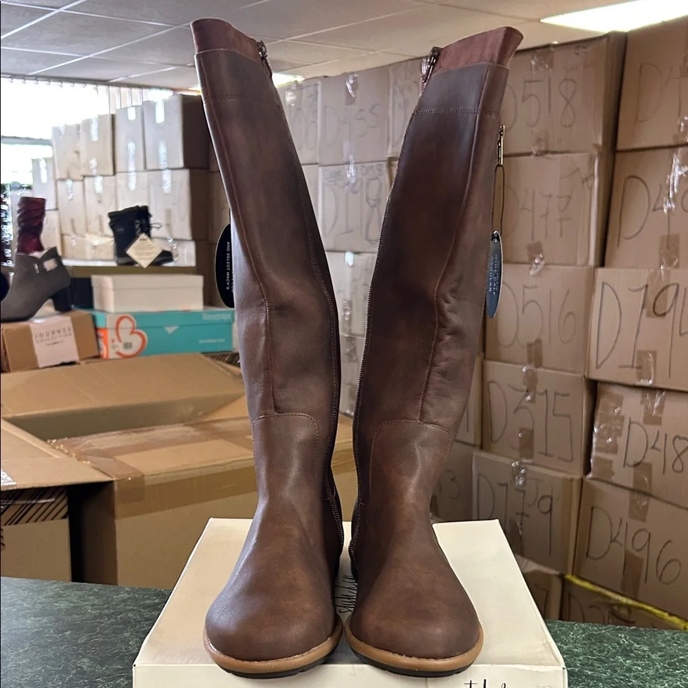 Style & Co. Dark Brown Over-the-Knee Zip Riding Boots